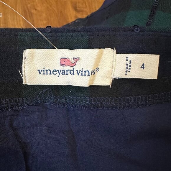 Vineyard Vines blackwatch holiday plaid sequin mini skirt - Picture 4 of 6